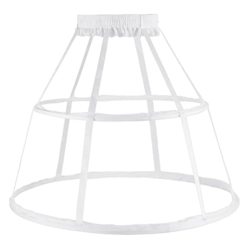 FINGERINSPIRE Käfig Reifrock Petticoat Kleid Pannier 59x47cm Weißer Polyester Kunststoffdraht Rock Petticoat Kleid Pannier 2 Reifen Reifrock Käfig...