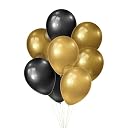 Smartz Minds Golden & Black Birthday Decoration kit Happy Birthday Foil Golden Color with Golden & Black Balloon, Confetti Balloon, Fringe, Star & Heart foil Balloon for Birthday Decoration gallery image