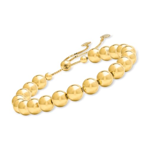 Ross-Simons 8mm Italian 18kt Gold Over Sterling Bead Bolo Bracelet