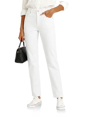 Image of Cicy Bell Womens Straight Leg Jeans High Waisted Mid Rise Stretchy Denim Pants Tapered Petite Jeans