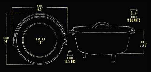 14" Black Cast Iron Non-Stick Dutch Oven with Lid