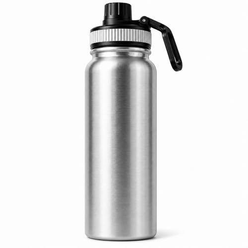 Garrafa de Água Térmica Aço Inox Esportiva Academia Isolada a Vácuo Aço Inox 304 de 800ml (PRATA 1321)