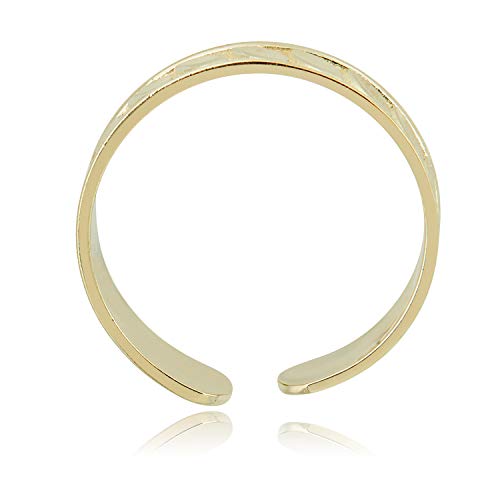 Image of AVORA 10K Yellow Gold Adjustable Diamond-cut Leaf Toe Ring