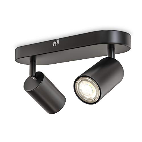 B.K.Licht I spot plafond I 2 spots pivotants & orientables I GU10 I noir-mat I livré sans ampoules