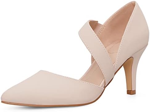 mysoft Women's Pumps Pointed Toe 3 inch Dress Shoes Nude-Nubuck
