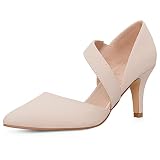 mysoft Women's Pumps Pointed Toe 3 inch Dress Shoes Nude-Nubuck