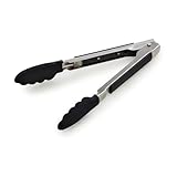 KitchenAid Silicone Tipped Side Locking Tongs, Black, 9 Inch