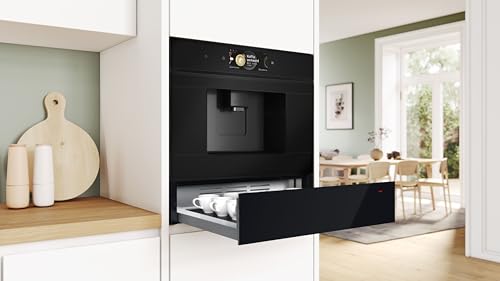 Bosch BIC7101B1, Serie 8 Wärmeschublade, 60 cm breit, 14 cm hoch, Schwarz, Warmhalten von Geschirr und Speisen, Temperatur-Stufen 30-80 °C, Sanft Garen, Platz für 64 Espresso-Tassen oder 12 Teller