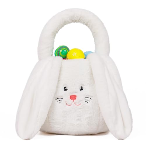 OurHonor Easter Basket Plush, Bunny Easter Basket For Kids,...