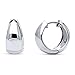 BERRICLE Rhodium Plated Sterling Silver Dome Small Huggie Earrings 0.55"