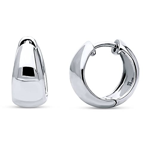 BERRICLE Sterling Silver CZ Dome Fashion Hoop Huggie Earrings for Women, Cubic Zirconia, Rose/Yellow Gold Flashed, Small/Medium Size (0.5-1 Inch)