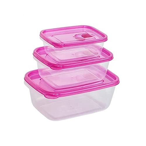Premium Airtight Plastic Food Storage Container Set for Fridge, Kitchen and Pantry | BPA-Free Kitchen Organizer Containers with Durable & Leak-Proof Lids | Set of 3
