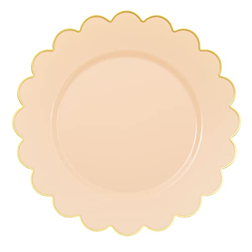 Blue Panda 50 Pack Ivory Pink Plastic Plates For Party, 9 Inch Disposable For Party Supplies, Wedding, Gold Foil Scalloped Edges #TOP3