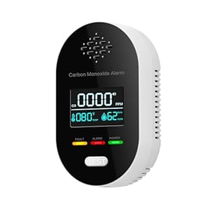 1 Pack Carbon Monoxide Detectors 3-in-1, Plug in CO Detector with Temperature & Humidity Display, CO Monitor Alarm with Clear LCD Display & Sound Warning for Home, Hotel, Car and Living Area