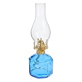Homoyoyo Glas Petroleumlampe mit Metall Flammenregler Blau Sturmlaterne für Innen und Außen...