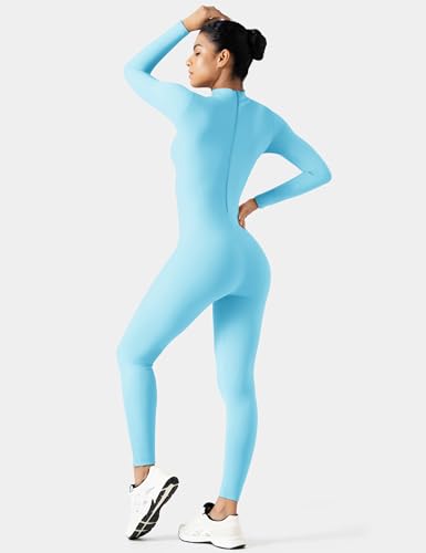Image of speerise Women Bodysuit Rompers Long Sleeve Jumpsuits Leotards One Piece Tummy Control Yoga Workout Outfits