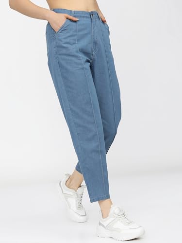 Image of Tokyo Talkies Women's Tapered Fit Cropped Jeans| Mid-Rise| Jeans Pant