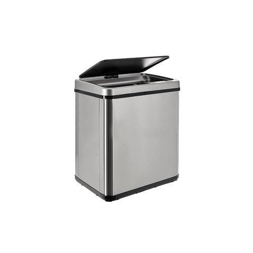 WELL HOME MOBILIARIO & DECORACIÓN Cubo de basura inteligente SIN patas con apertura automática y contacto manual de 30L, Alto: 60 (x35,5x26), gris.