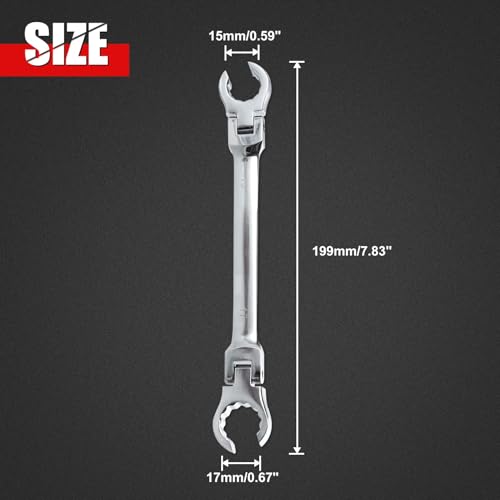 Image of Flex Head Flare Nut Wrench 15 * 17mm Metric Double Flexible Flare Nut Line Wrench Flex Tools 40Cr for Automotive Repairs Plumbing Repairs