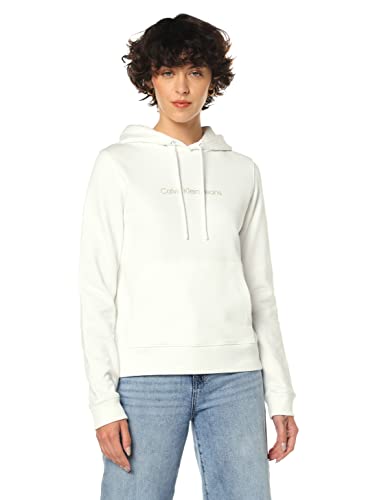 Preisvergleich Produktbild Calvin Klein Jeans Damen J20j217744 Kapuzenpullover, Bright White, L EU