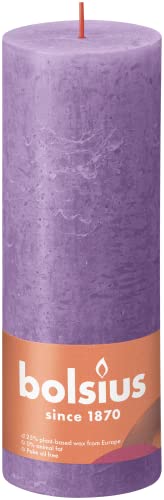BOLSIUS 4 Pack Vibrant Violet (Purple) Rustikale Pillar Candles - 2.75...