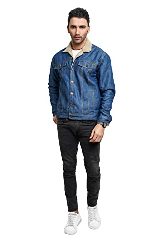 Image of Men's Winter Wear Sherpa Blue Denim Jacket