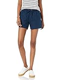 Amazon Essentials Women's 5 Inch Inseam Drawstring Linen Blend Short, Navy, Large