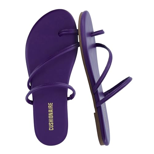 CUSHIONAIRE Resort Strappy Sandals for Women, Vegan Leather Memory Foam Flat Women's Sandals with...