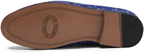 Mens Smoking Slipper Party Fringe Glitter Dress Shoes Non-Slip Loafers Shoes, Blue, 8 Narrow | Image 6