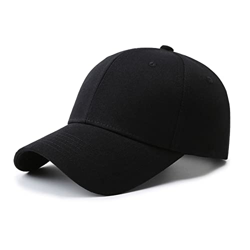 NPQQUAN Stiff Structured Front Panels Baseball Cap Golf Dad Hat for Women and Men Hat Black