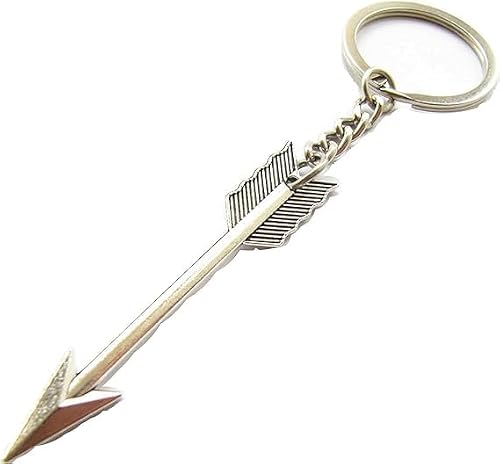 Junfamilee Silver Bow and Arrow Key chain Arrow Keyring Boho Keychain Archer Gift Crossbow Bow Jewelry Archery (arrow with chain 1.1x6.5cm) Beading and Jewelry Findings, Car Keychain