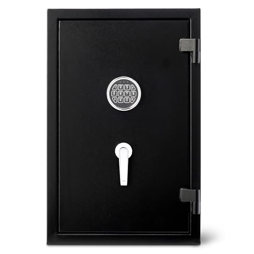 Amazon Basics Fire Resistant Security Safe with Programmable Electronic Keypad, Secure Valuables and Important Documents, 16.93"W x 13.8"D x 25.98"H, 2.1 Cubic Feet, Black