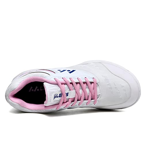 Womens Mens Lightweight Indoor Court Shoes Badminton Shoes For Pickleball, Tennis, Table Tennis, Volleyball (019 Pink, 41) #TOP2