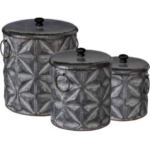 Primitives by Kathy Set of Three Metal Star Pattern Decorative Canister Set