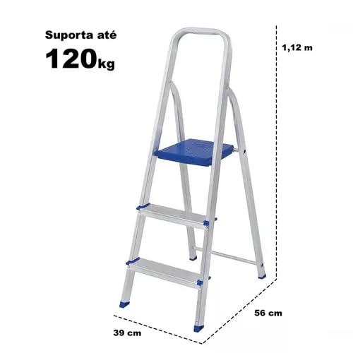 Escada de Alumínio Doméstica com 3 Degraus-REAL ESCADAS-REAL-003