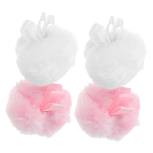 HONMEET 4pièces Poudres Puff Beauté Éponge Fuzzy Forme De Boule Pour Maquillage Coussin De Couleur Pour Joues Utilisation Portable Pour Femmes