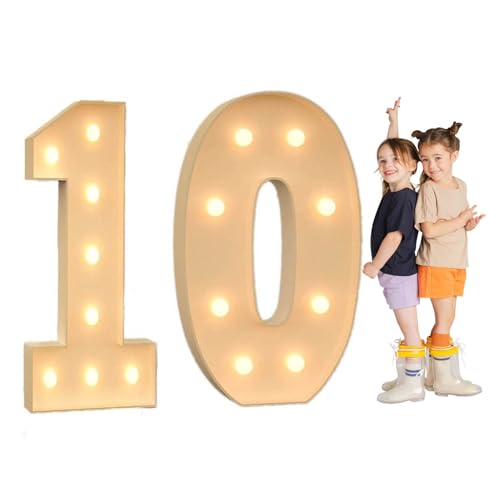 TQQEPOOL Light Up Letters Birthday Decoration,LED Letter Number Light Light Sign Decoration, Marquee Letters Number for Wedding Graduation Baby Shower(10,100cm)