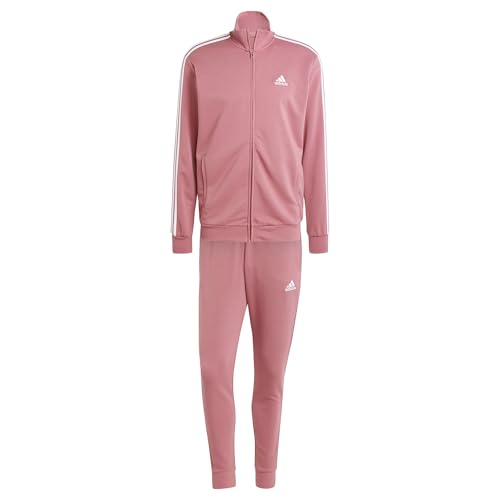 Image of adidas Men's Basic 3-Stripes French Terry Track Suit, preloved crimson, L