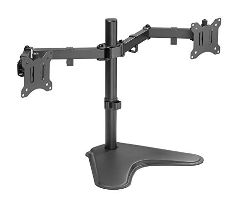 Amer Dual LED LCD Monitor Free-Standing Desk Stand for 2 Screens up to 32 inches Heavy-Duty Fully Adjustable Arms with Max VESA 100x100mm (2EZSTAND)