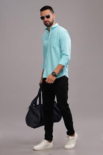 Image of Men's Cotton Linen Solid Shirt | Slim Fit Full Sleeve Casual Shirt | Lightweight | Breaethable | Stylish