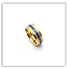 Xusamss 18K Gold Plated Ring One Row Blue Crystal Ring Stainless Steel Band Ring