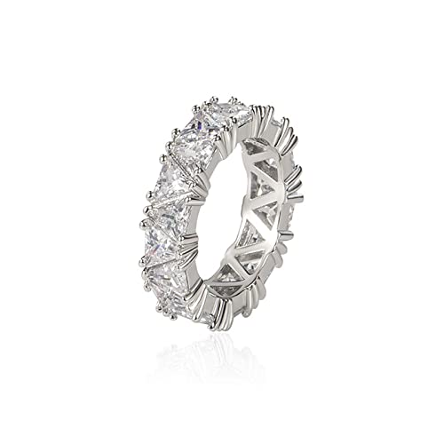 925 Sterling Silver Plated Cubic Zirconia Wedding Ring CZ Stacking Eternity Band for Women