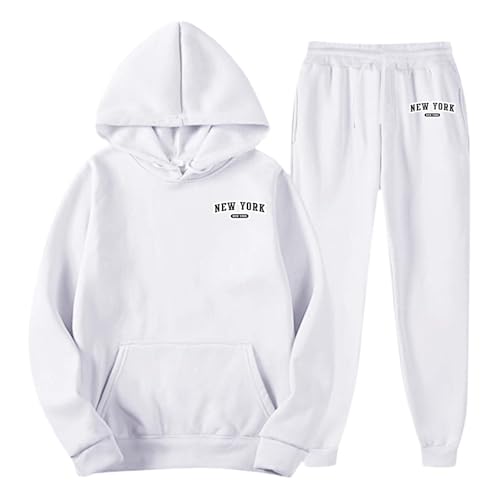 Ensemble homme à capuche blanc de mode automne hiver imprimé lettre L
