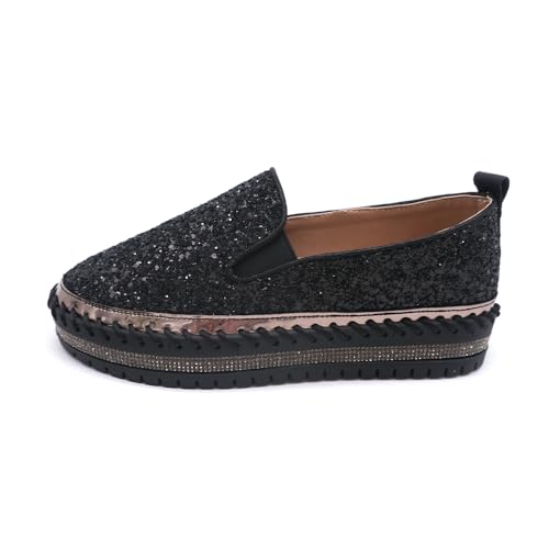 Women's Platform Rhinestones Glitter Fashion Sneakers Comfortable Slip On Flat Loafers Walking Wedding Dress Shoes Casual Shoes2