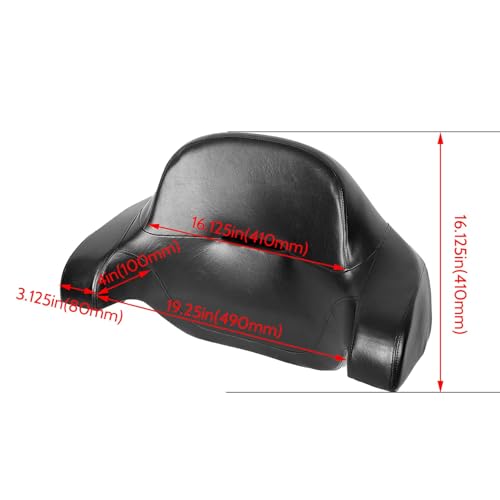 Image of ECOTRIC Chopped Motorcycle Storage Trunk W /Wrap-around Backrest Compatible with Harley Touring 2014-2024 Road King Road Glide Street Glide Electra Glide Tail Box w /Wrap-around Backrest Pad