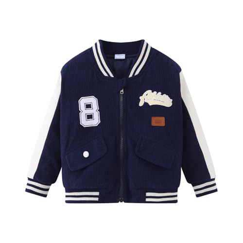 STARRYHEARTS Boy Girl Varsity Jackets Kids Letterman Winter Jacket Toddler Bomber Baseball Padded Coat Outerwear (Size:2-7)