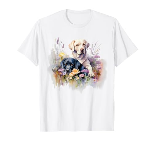 Floral Wildflower Dog Labrador Retriever T-Shirt