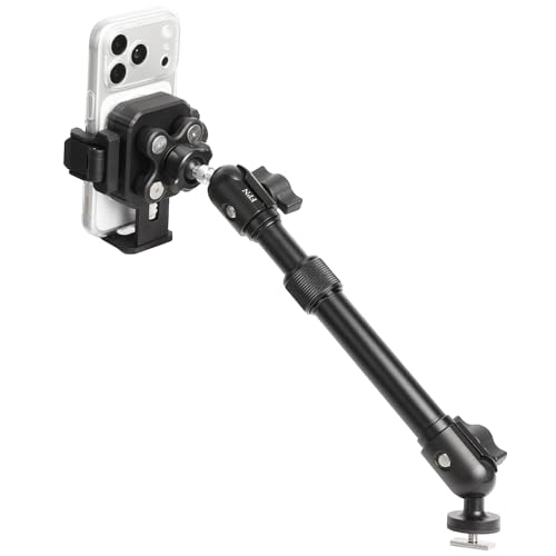 FPN Kayak Phone Holder Mount, Aluminum Adjustable Telescopic Mounting Arm 8.6"-11.3", Vibration Dampener (Camera Friendly), 1s Lock & Release, 1" Track Ball Base, 360° Adjustable for 4.7"-7" Phones