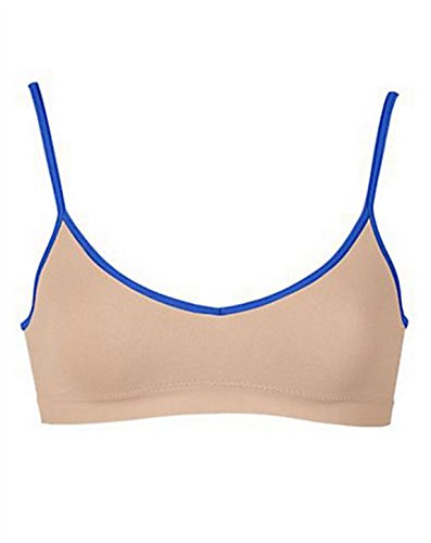 Hanes Girls' Cami Strap Wirefree Bra 2-Pack, Nude/Navy Glisten, X-Large