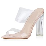 SCARPE VITA Damen Sandalen Pantoletten Transparente Mules Sommer Party Schuhe High Heels Lack Absatzschuhe 176334 Rosa 38